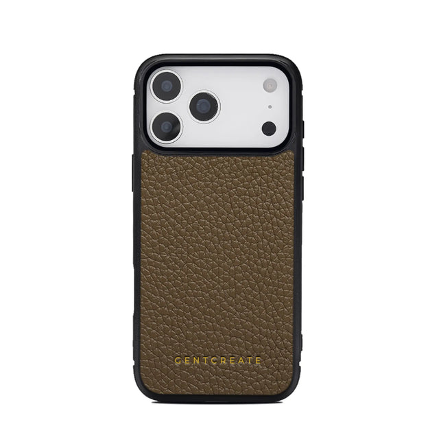 Funda de cuero para iPhone con estampado de guijarros