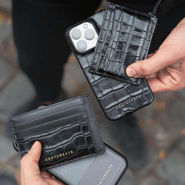 Porte-cartes en cuir brillant - GENTCREATE