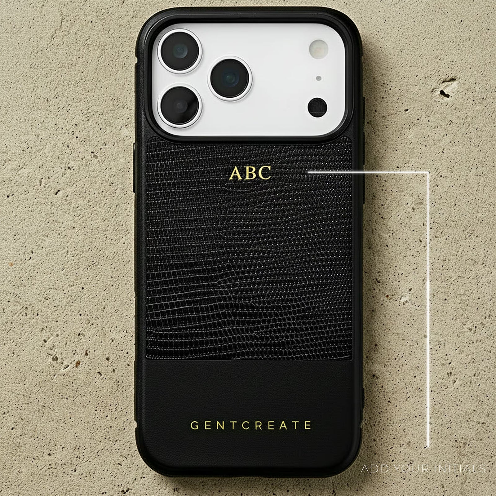 Créez votre propre coque iPhone 17 Pro max personnalisée avec monogramme en cuir lézard par GENTCREATE