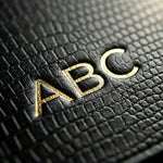 Gros plan de la coque iPhone 17 Pro max personnalisable avec monogramme en cuir lézard par GENTCREATE