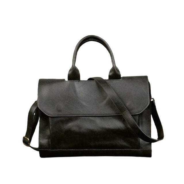 Bolsa mensajera premium de cuero negro de Gentcreate