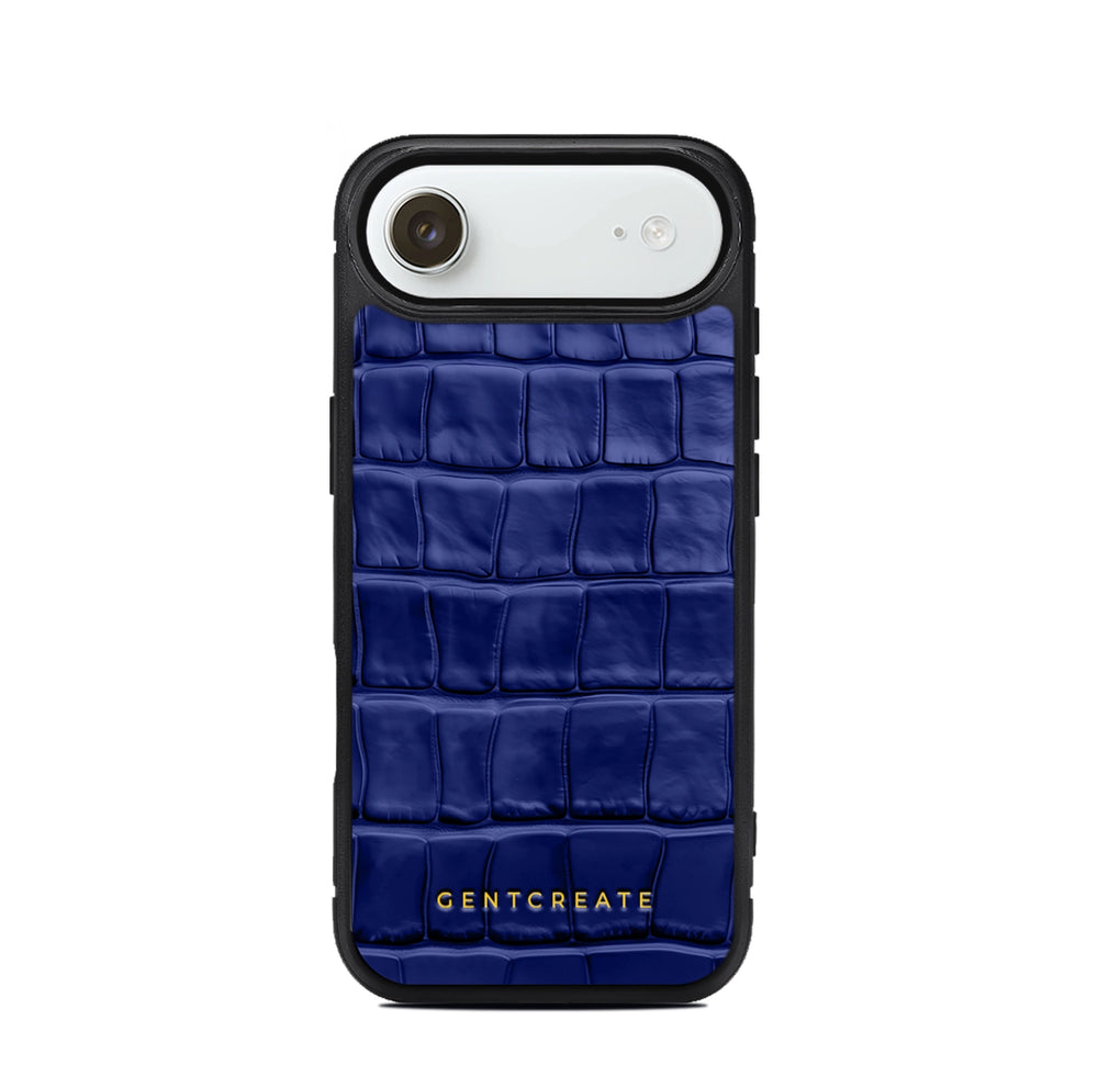 Blue iPhone 17 Air textured phone case with 'GENTCREATE' branding on a white background