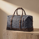 Grey Vintage Weekender Duffel Bag Antiquus by GENTCREATE – Waxed Canvas Holdall Video © GENTCREATE
