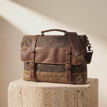 Waxed Canvas Messenger Bag Negotium with Leather Panel by GENTCREATE – Video © GENTCREATE