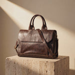 Dark Brown Vegan Leather Messenger Bag Herba by GENTCREATE – Water-Resistant Briefcase Video © GENTCREATE
