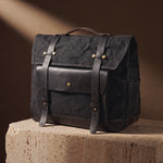 Brown Motorcycle Vintage Bag with Brass Rivets by GENTCREATE – Leather & Canvas Video © GENTCREATE