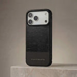 Close up lizard leather iPhone 17 Pro max case in black by GENTCREATE