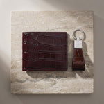 Burgundy Crocodile Embossed Leather Wallet by GENTCREATE – Handmade Luxury Bifold Wallet Video © GENTCREATE