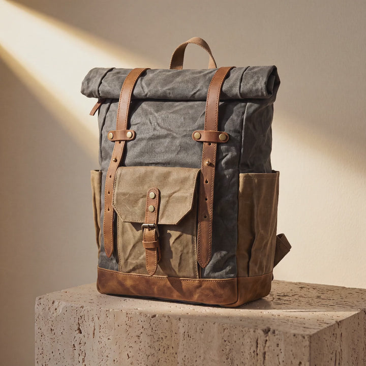 ワックスキャンバス ロールトップ バックパック 15インチ | GENTCREATE