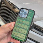 Leren iPhone-hoesje Croco glanzend