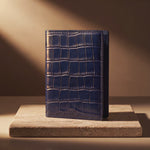 Navy Blue Crocodile Leather Passport Holder by GENTCREATE – Handmade Luxury Travel Accessory Video © GENTCREATE