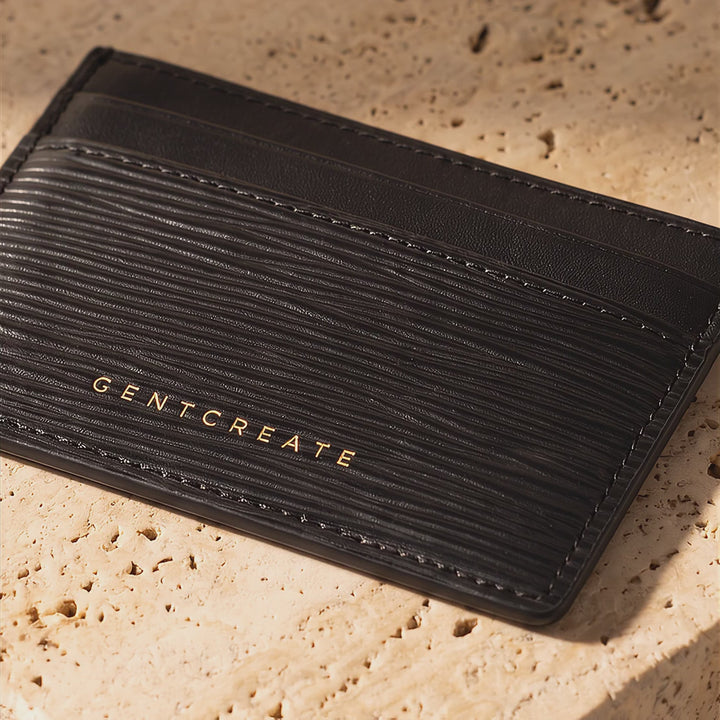 Wave Pattern Leather Card Holder Italian Calfskin | GENTCREATE