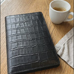 Black Glossy Leather Passport Holder with Crocodile Pattern by GENTCREATE – Handmade Luxury Travel Accessory Video © GENTCREATE