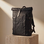 Black Urban Vintage Roll-Top Backpack by GENTCREATE – Waxed Canvas Video © GENTCREATE