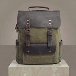 Army Green Vintage Canvas Backpack OG with Leather Flap by GENTCREATE – Video © GENTCREATE