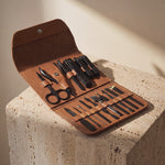 Men's Manicure Set Necesse in Brown Leather Case by GENTCREATE – Grooming Kit Video © GENTCREATE