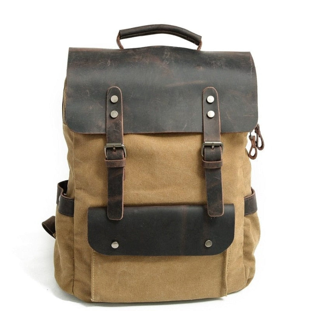 Vintage Canvas Backpack Rustic Rucksack Charcoal Grey Sac à dos