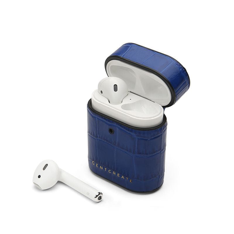 Blue Matt Leather Airpods Case By Gentcreate