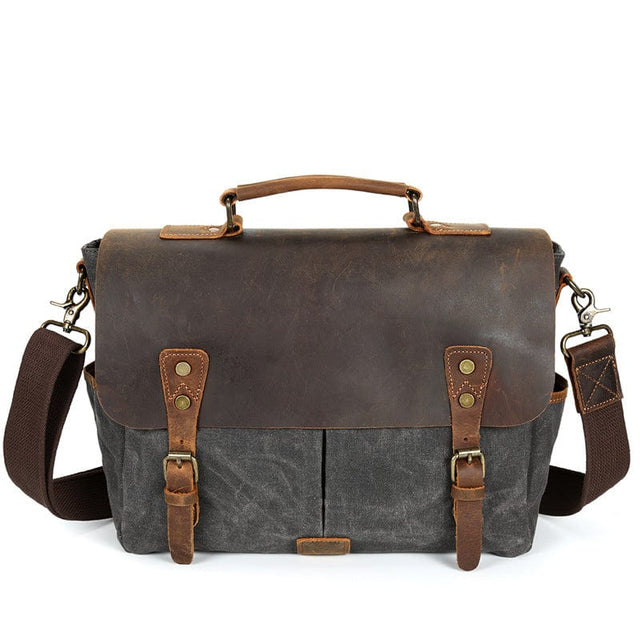 Sac messager en toile cirée "Saluto" Gris & Marron
