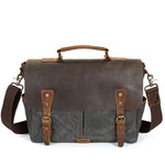 Waxed Canvas Messenger Bag "Saluto"Gray & Brown