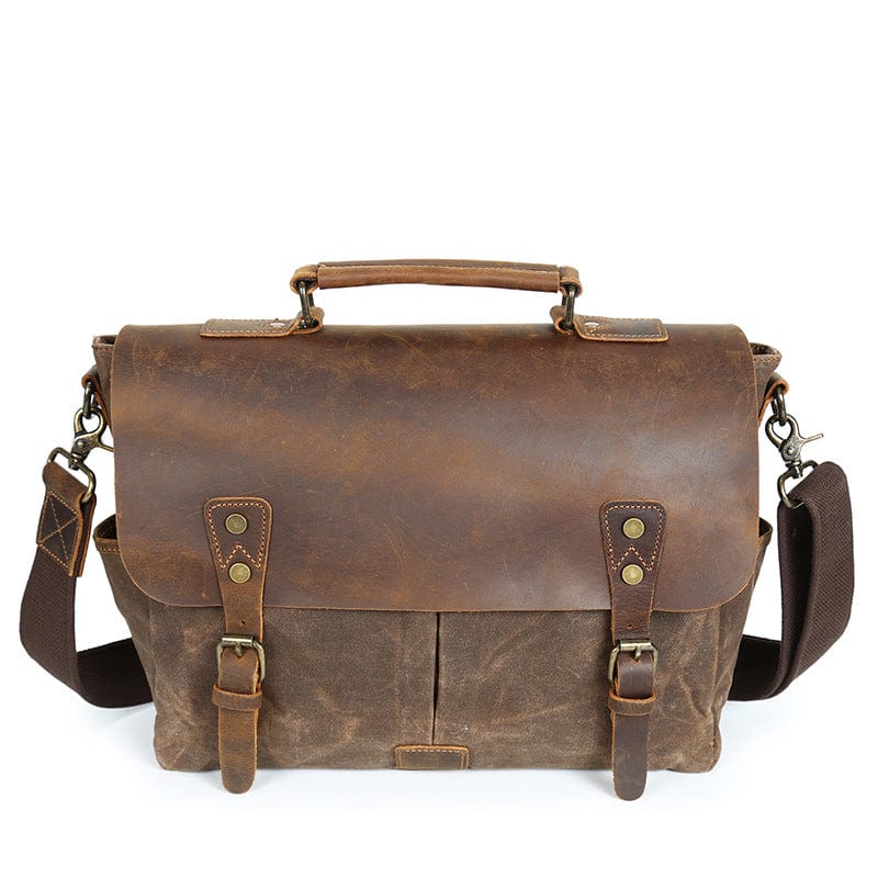 RAVUO Borsa A Tracolla Uomo In Tela Impermeabile Per Laptop 17,3'' - Vintage, Con Tasca Portatili E Tante Tasche, Per Lavoro E Viaggi