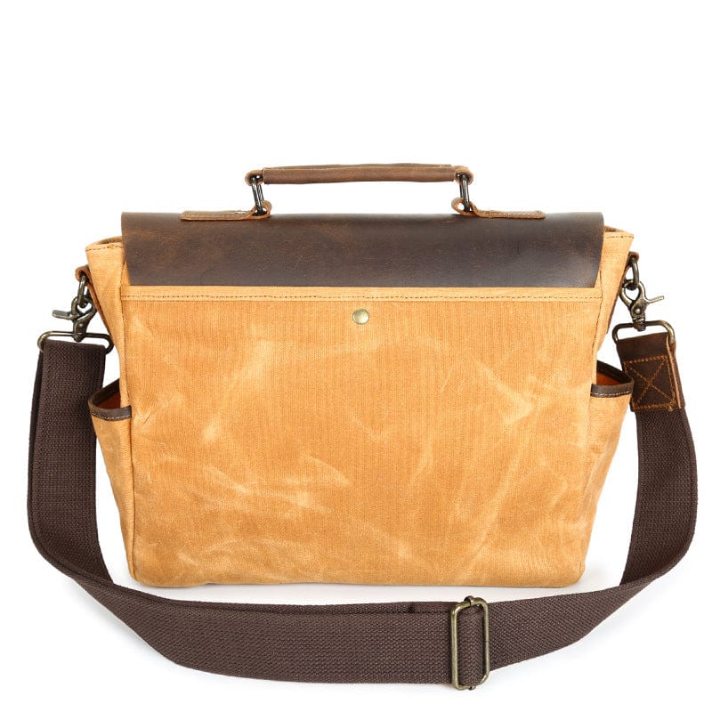 Waxed Canvas Messenger Bag "Saluto" Yellow & Brown