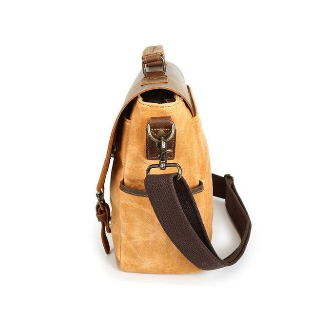 Sac messager en toile cirée "Saluto" Jaune & Marron