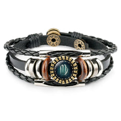 Bracelet zodiaque pour homme Stellae - cuir et acier