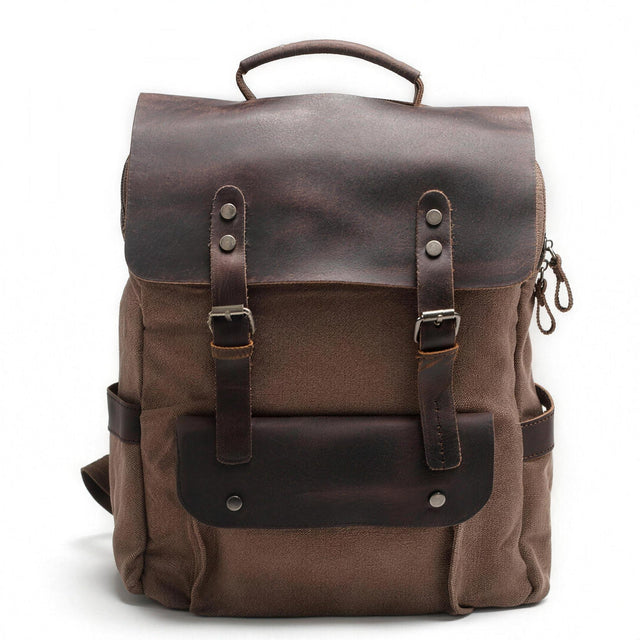 canvas and leather backpacks Charlotte Women's Backpack 2 slip pockets + 1 wall zipper pocket inside to storage cell phone Day Traveler Canvas Backpack -