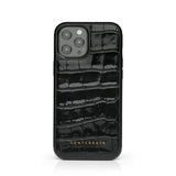 Black Glossy Leather iPhone Case Croco Pattern By Gentcreate.jpg