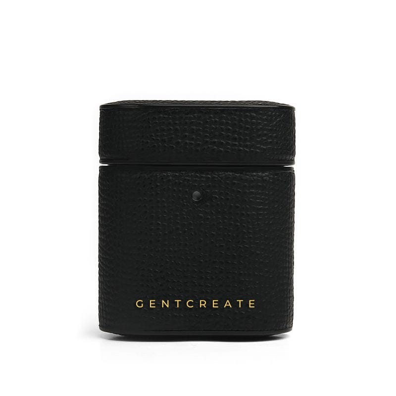 Black Leather Airpods Case Epsom Pattern By GENTCREATE.jpg