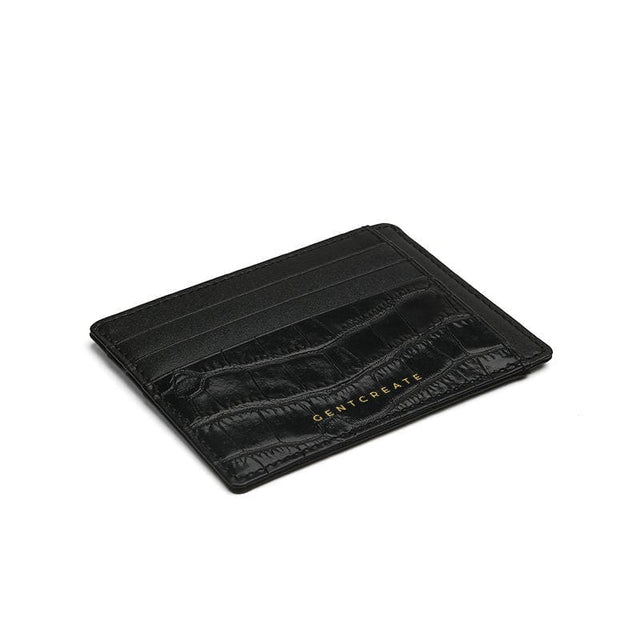 Porte-cartes en cuir noir | Motif crocodile - GENTCREATE