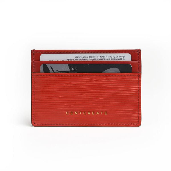 Red Leather Card Holder Wave Pattern by Gentcreate