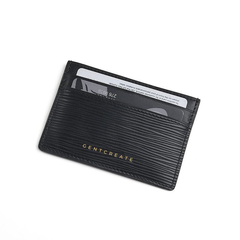 Black Leather Card Holder Wave Pattern by Gentcreate