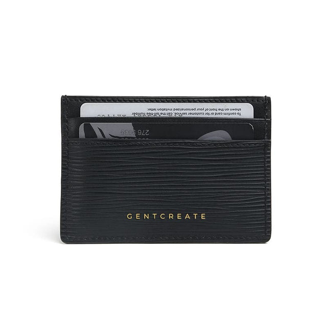 Porte-cartes en cuir noir motif vague par Gentcreate