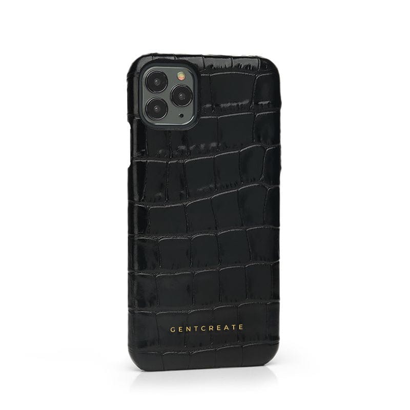 Black Minimalist Glossy Leather iPhone Case By Gentcreate