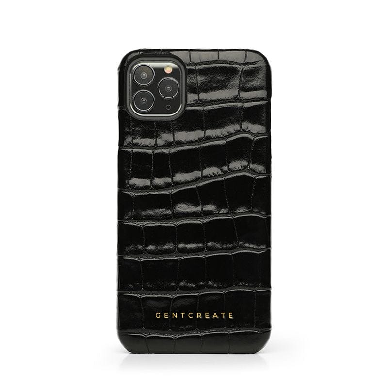 Black Minimalist Glossy Leather iPhone Case By Gentcreate