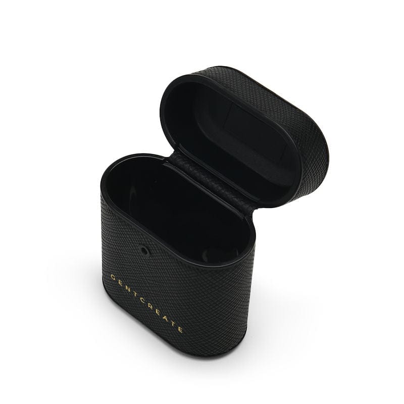 Black Saffiano Leather AirPods Case by Gentcreate