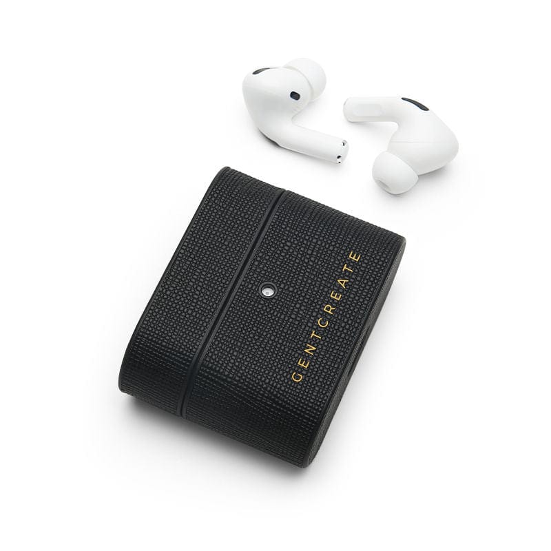Black Saffiano Leather Airpods Pro Case By Gentcreate