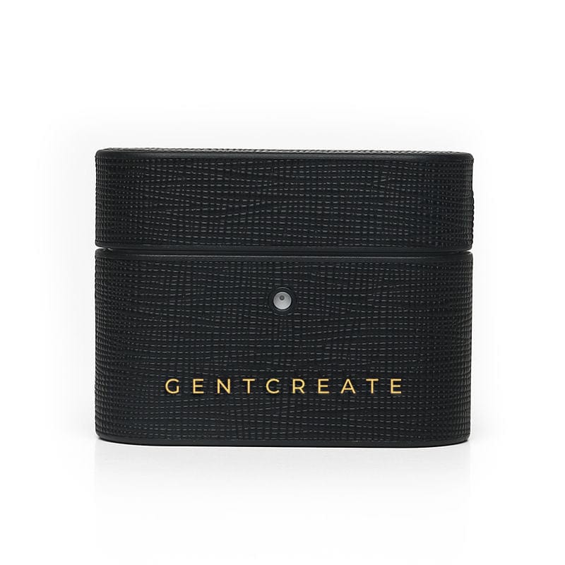 Black Saffiano Leather Airpods Pro Case By Gentcreate.jpg