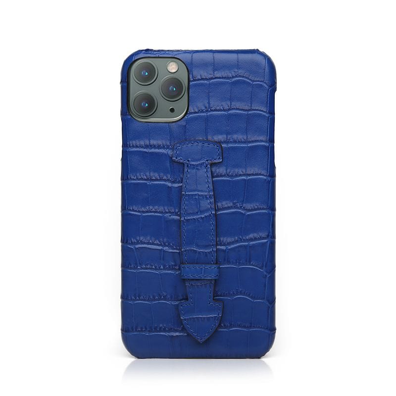 Blue Matt Full Leather iPhone Case With Strap By Gentcreate