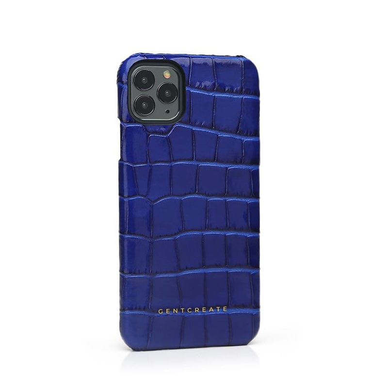 Blue Minimalist Glossy Leather iPhone Case By Gentcreate