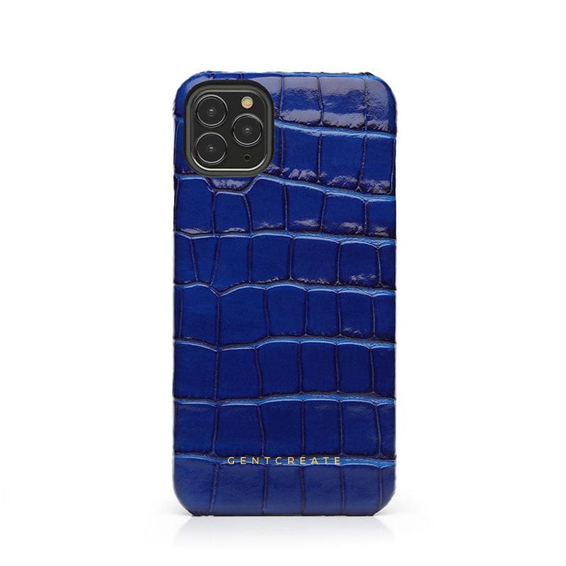 Blue Minimalist Glossy Leather iPhone Case By Gentcreate