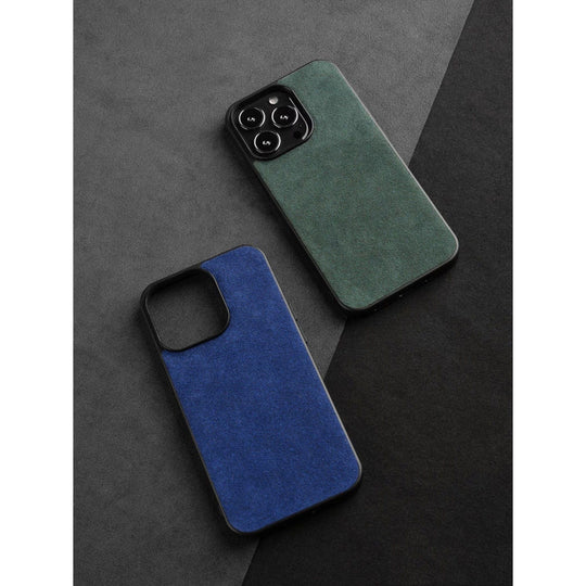 Blue and Grey Alcantara iPhone Cases By Gentcreate