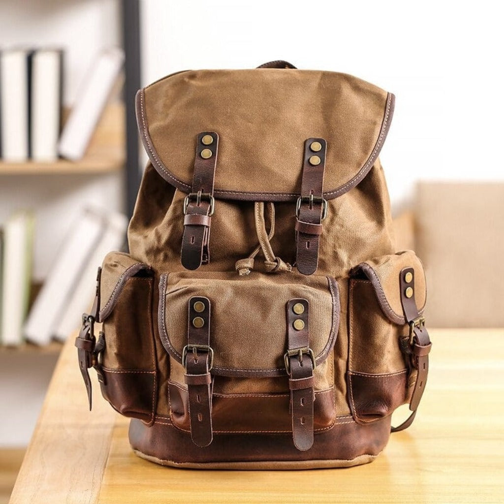 breton waterproof leather backpack Waterproof Canvas Backpack, Gray