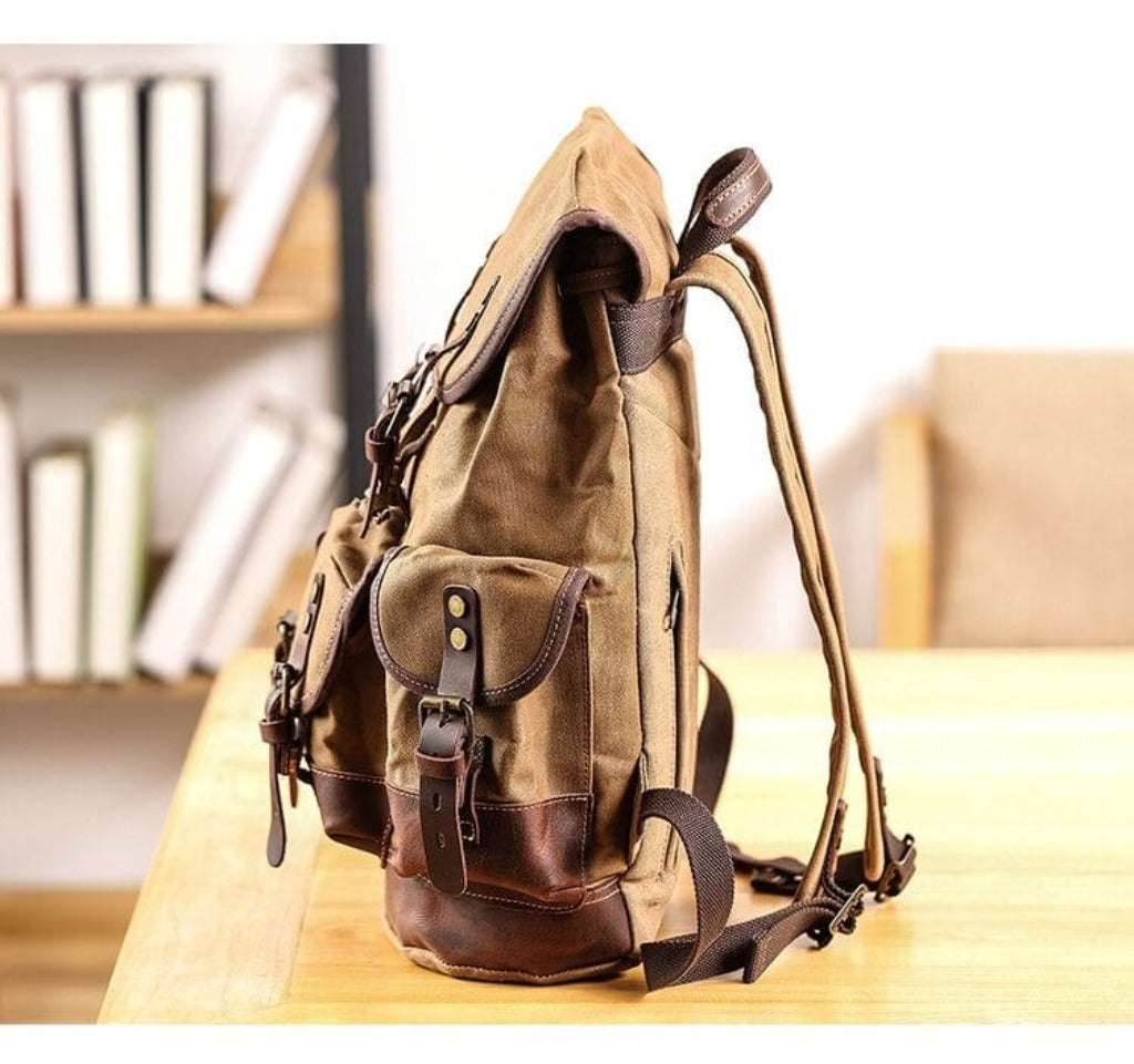 canvas leather backpack purse Waterproof Canvas Backpack, Gray
