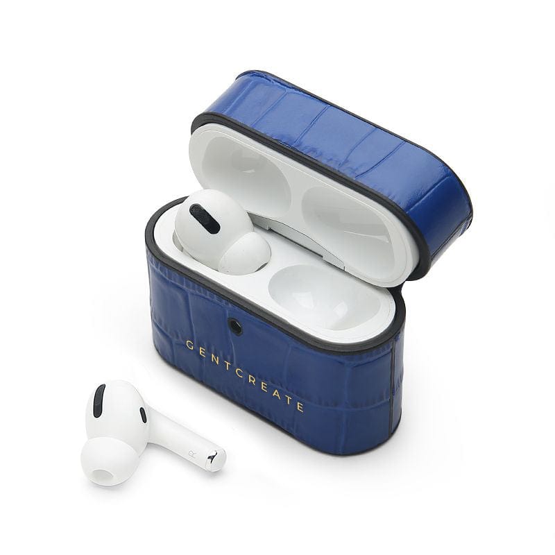 Matt Blue Leather Airpods Pro Case By Gentcreate