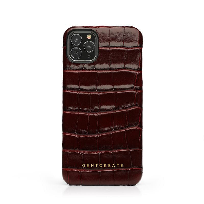 Burgundy Minimalist Glossy Leather iPhone Case By Gentcreate