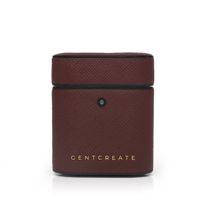 Burgundy Saffiano Leather AirPods Case by Gentcreate