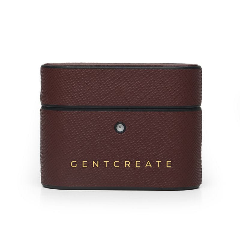 Burgundy Saffiano Leather Airpods Pro Case By Gentcreate